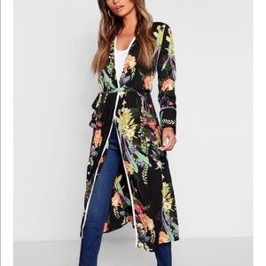 Black Floral Kimono NWT